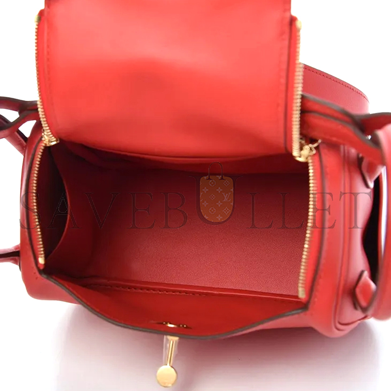 HERMES LINDY MINI 19 BAG SWIFT GOLD HARDWARE H079086CC37 (19*12*9.5cm)